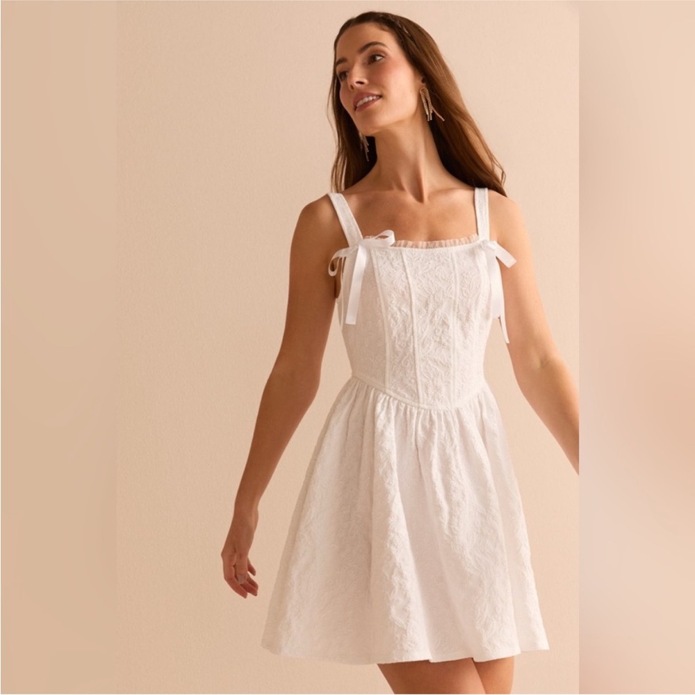 Bridal Mini Fit and Flare White Tank Dress